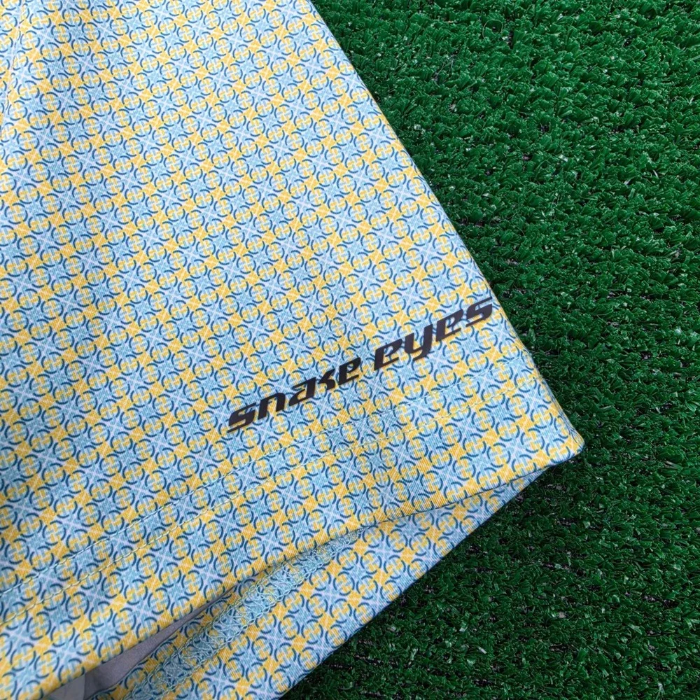Snake Eyes Performance Geometric Golf Polo Shirt‎ Mens XL Green Yellow